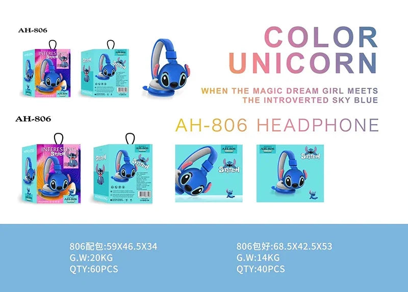 Fone Headset Bluetooth Sem Fio Disney - Stitch