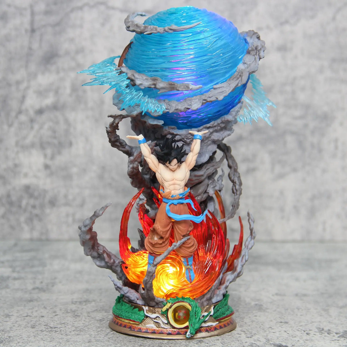 Estátua Dragon Ball - Diorama Com LED Son Goku Genki Dama 23 CM
