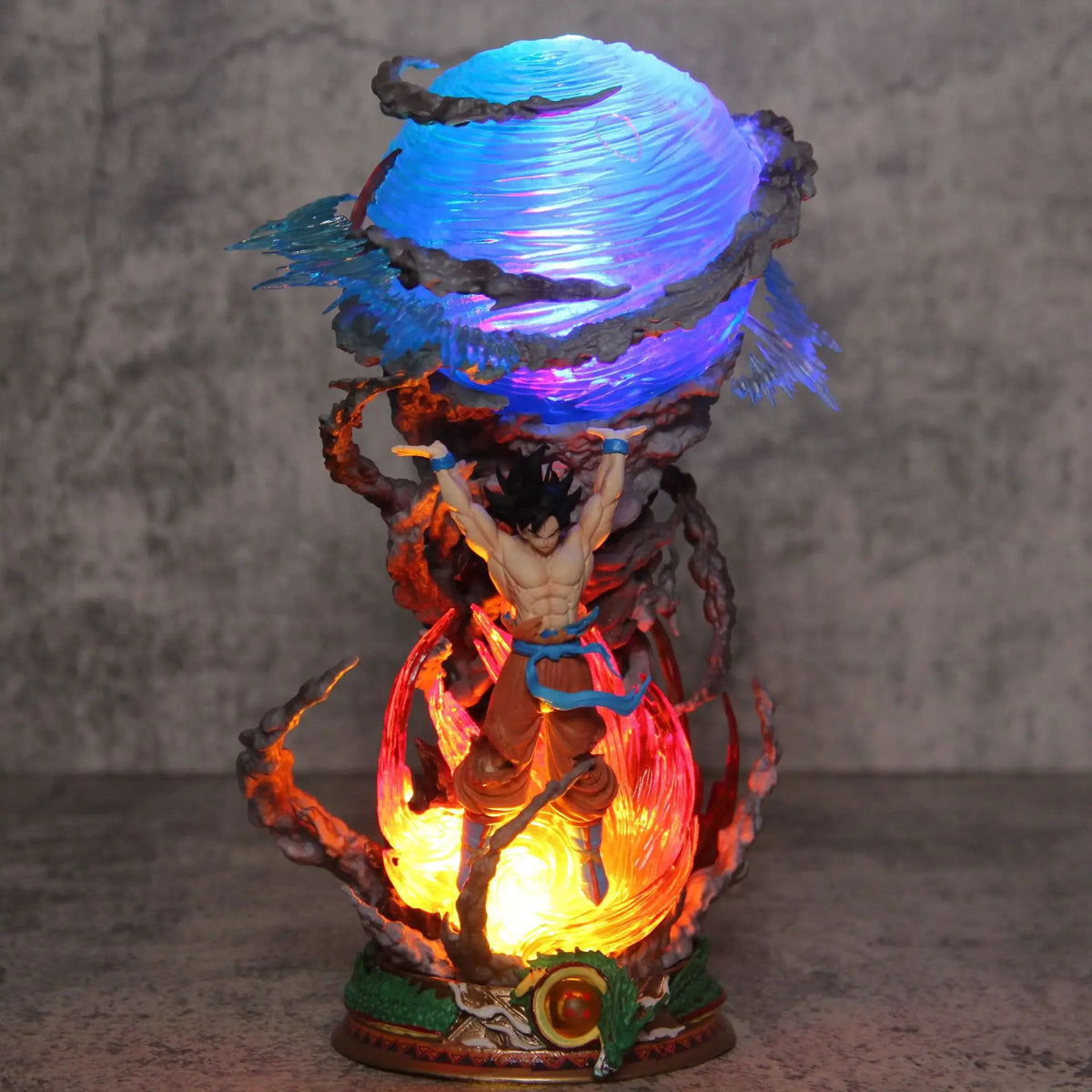 Estátua Dragon Ball - Diorama Com LED Son Goku Genki Dama 23 CM