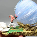 Estátua Dragon Ball - Diorama Goku Super Saiyajin e Kid Boo 22cm (Com LED)