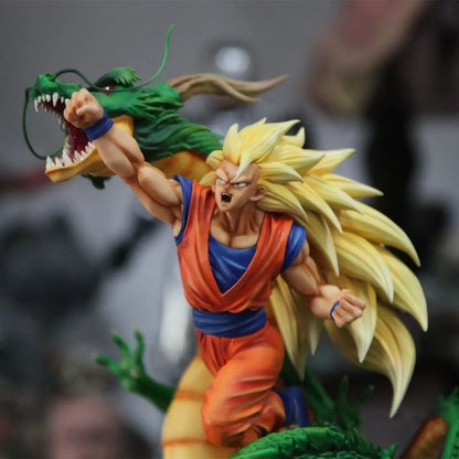 Estátua Dragon Ball - Goku Super Saiyan 3 Wrath of the Dragon Shenlong Verde