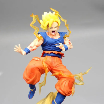 Estátua Dragon Ball - Diorama Goku Super Saiyajin e Kid Boo 22cm (Com LED)